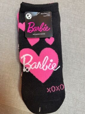 Barbie (Set of 3) No-show Socks: black, pink and gray - shoe size 4-10